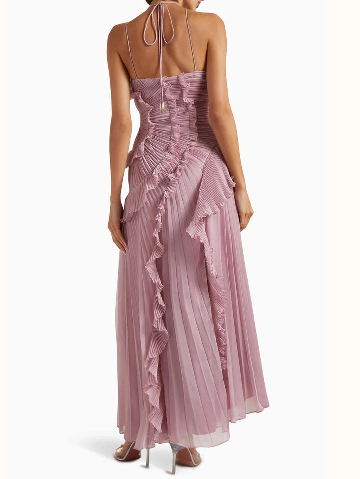 Women's One-Shoulder Pleated Maxi Dress