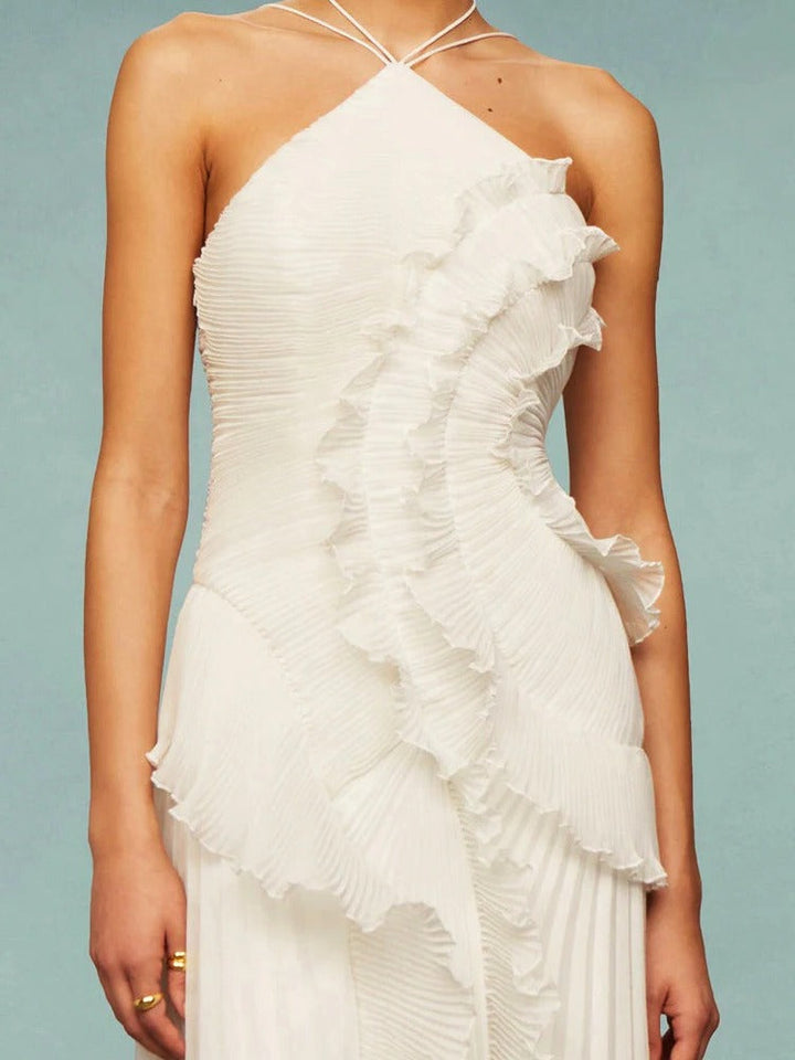 Women's One-Shoulder Pleated Maxi Dress