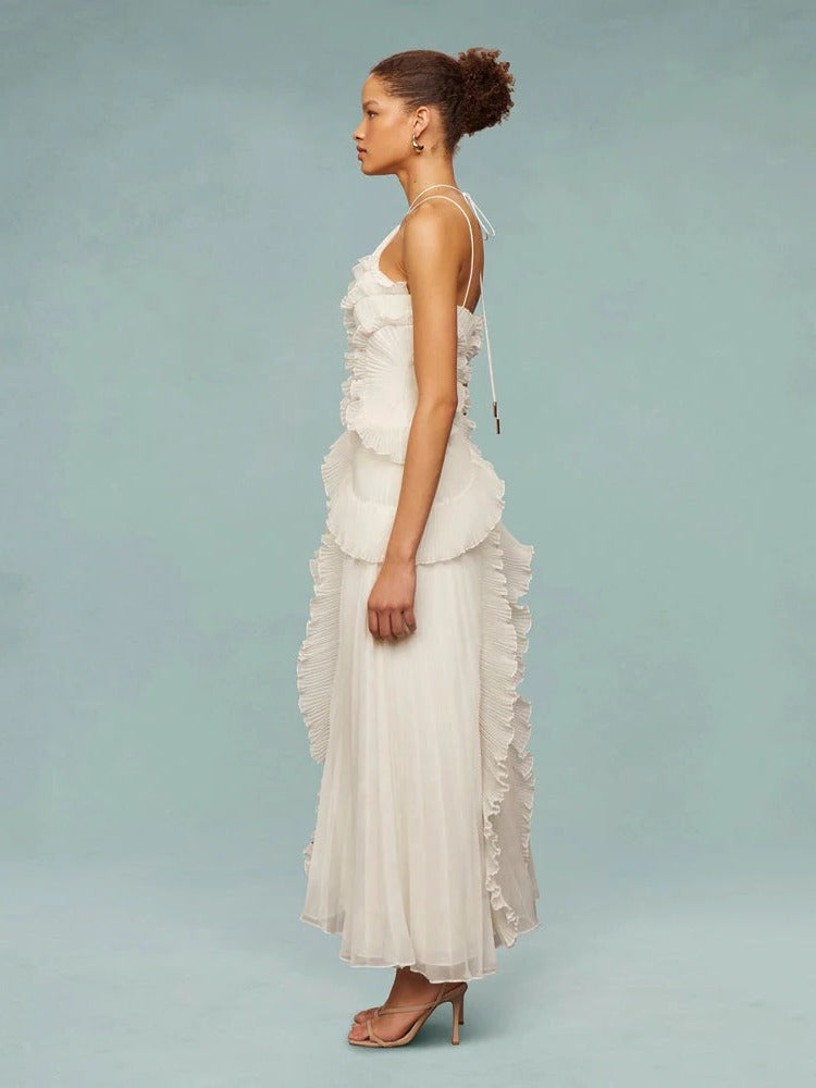 Women's One-Shoulder Pleated Maxi Dress