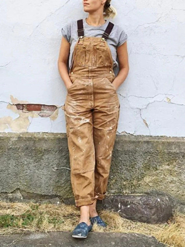 Women's Adjustable Strap Utility Bib Overalls