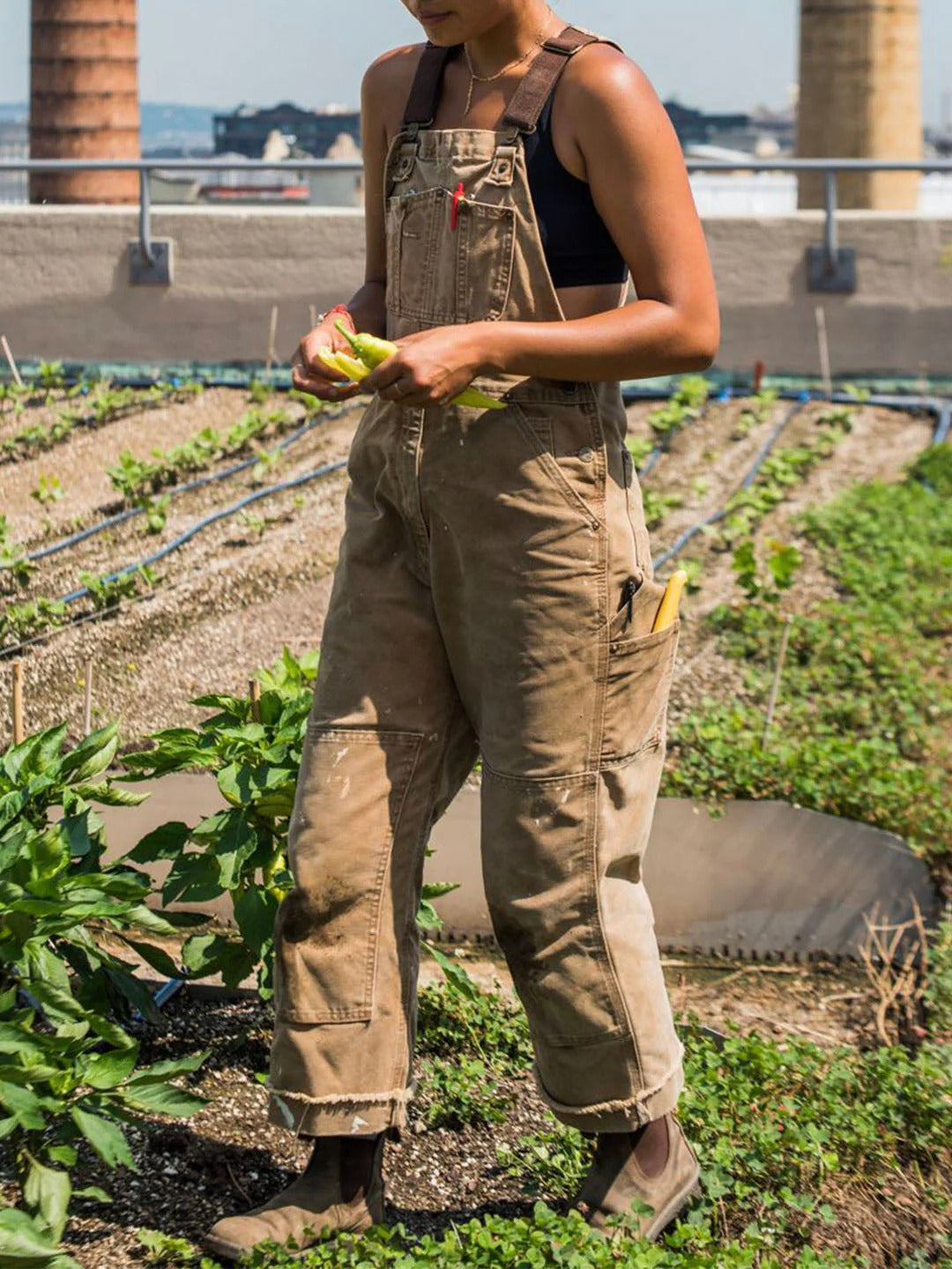 Women's Adjustable Strap Utility Bib Overalls