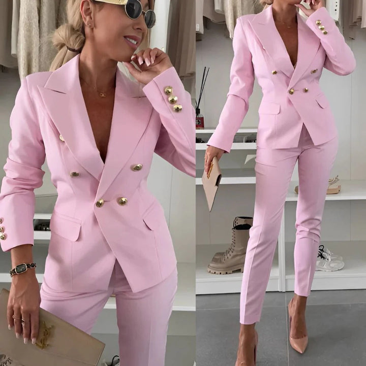 Women's Blazer and Tailored Pants Outfit Set