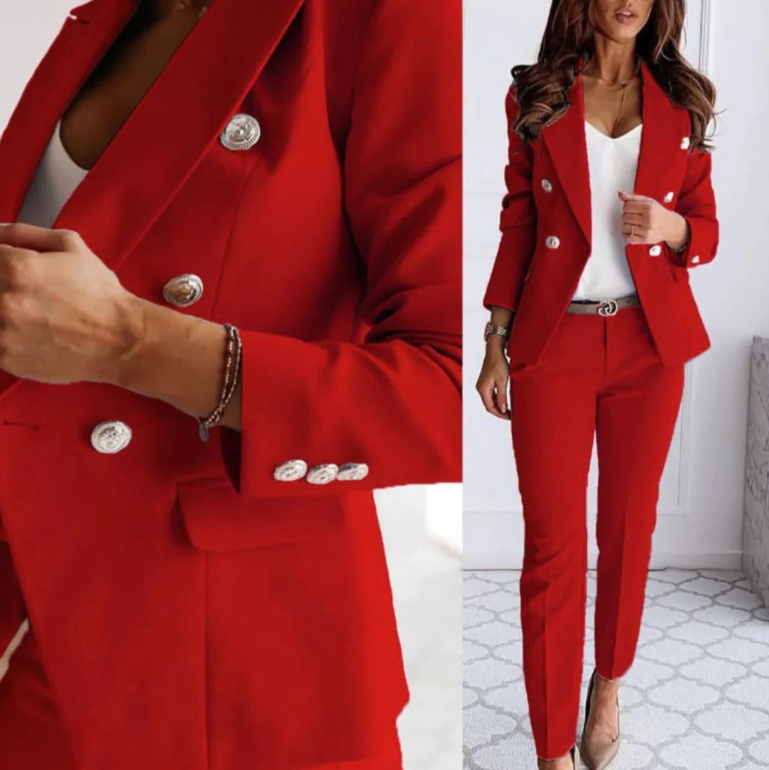 Women's Blazer and Tailored Pants Outfit Set