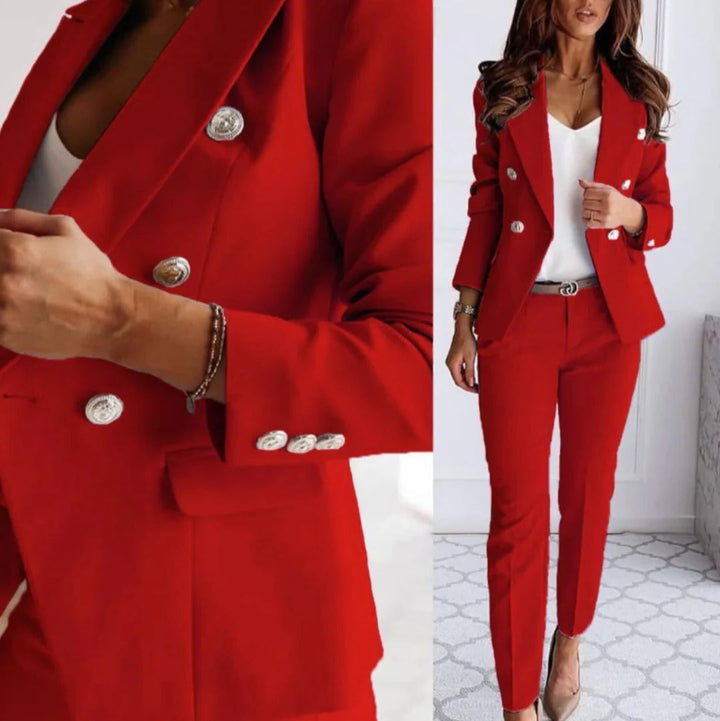 Women's Blazer and Tailored Pants Outfit Set