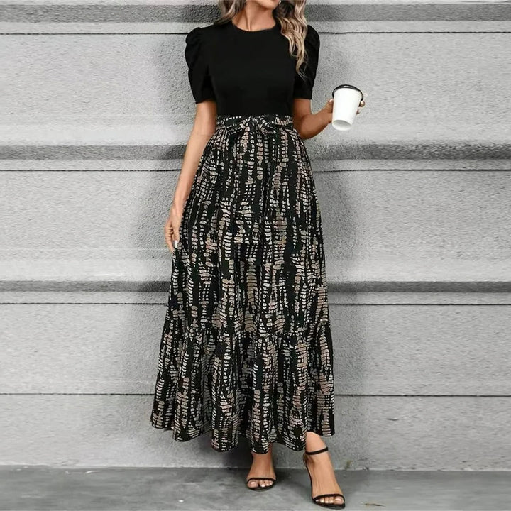 Women's Floral Print High-Waist Tie-Front Maxi Dress