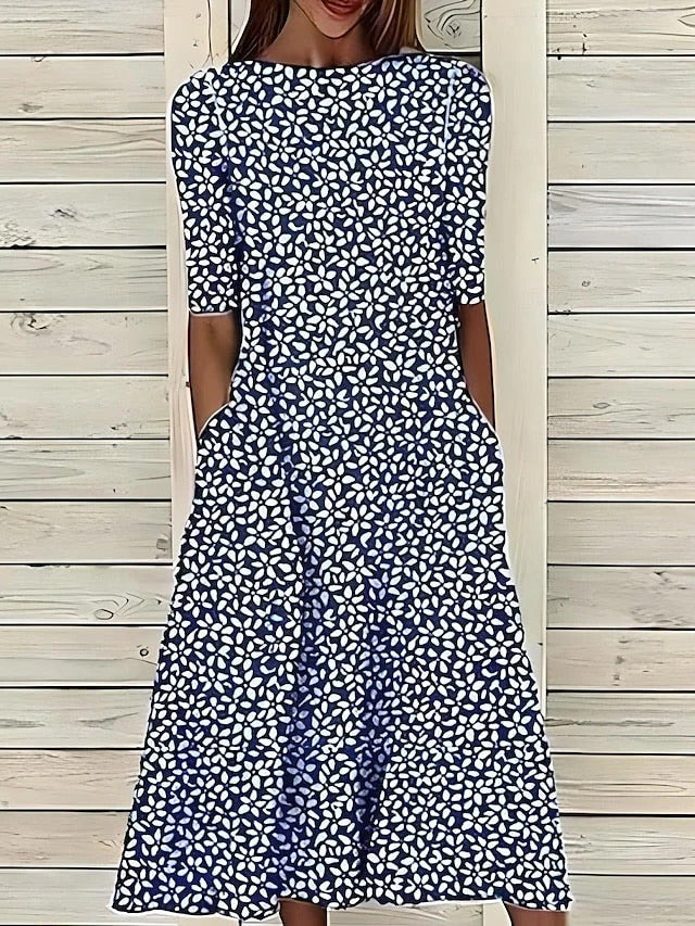 Women's Floral A-Line Midi Dress for Stylish Summer Outfits
