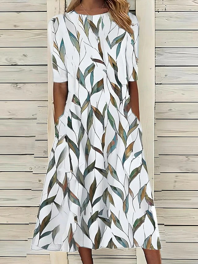 Women's Floral A-Line Midi Dress for Stylish Summer Outfits