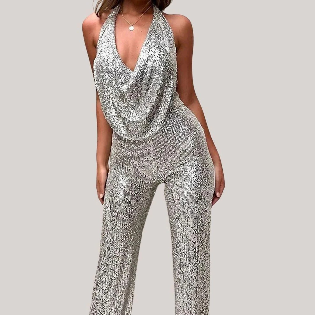 Women's Sequin Halter Neck Jumpsuit