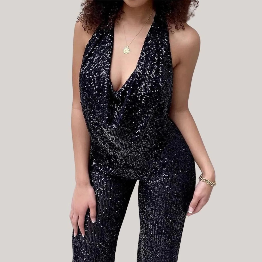 Women's Sequin Halter Neck Jumpsuit