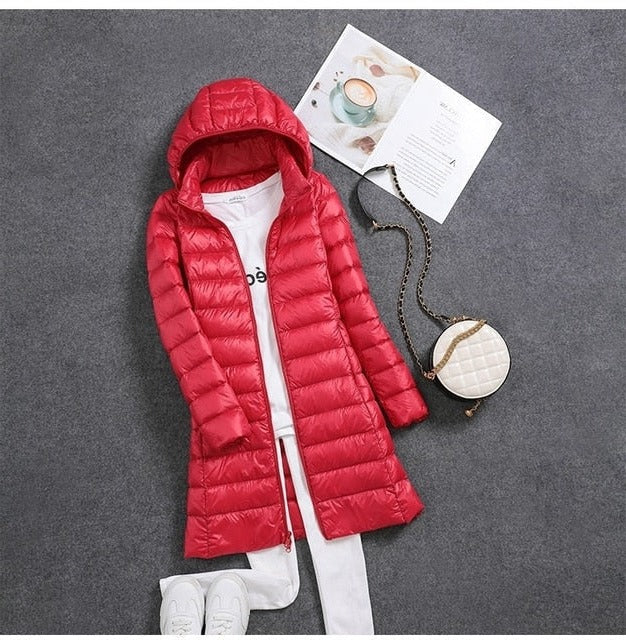 Women's Lightweight Long Puffer Jacket