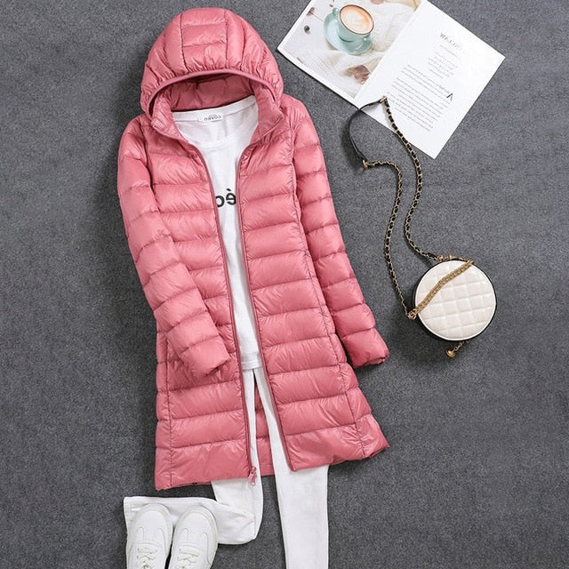 Women's Lightweight Long Puffer Jacket
