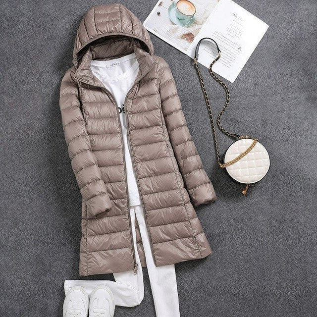 Women's Lightweight Long Puffer Jacket