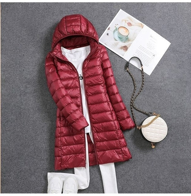Women's Lightweight Long Puffer Jacket