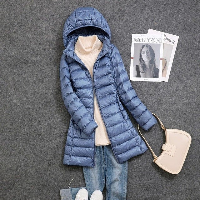 Women's Lightweight Long Puffer Jacket