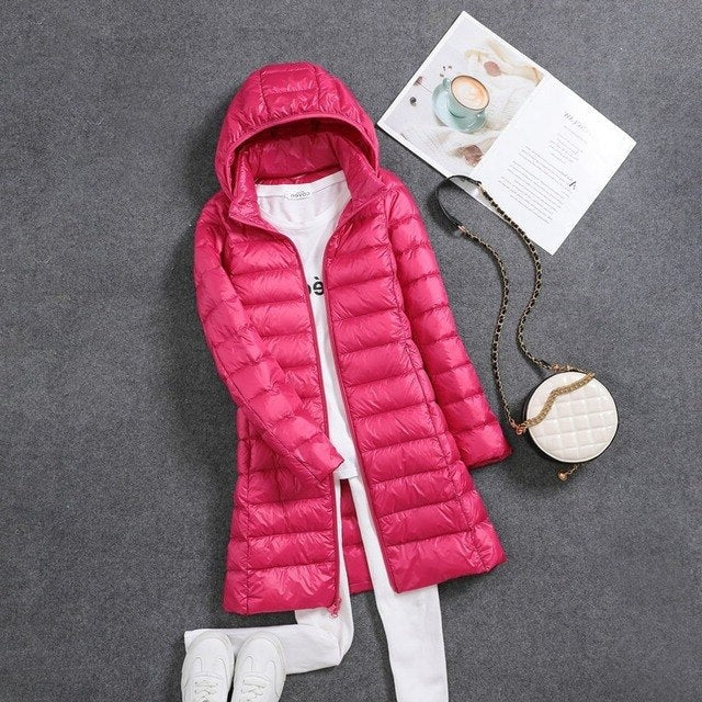Women's Lightweight Long Puffer Jacket
