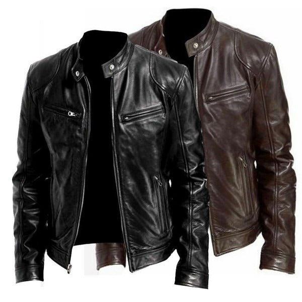 Men's Biker Style Collar Jacket
