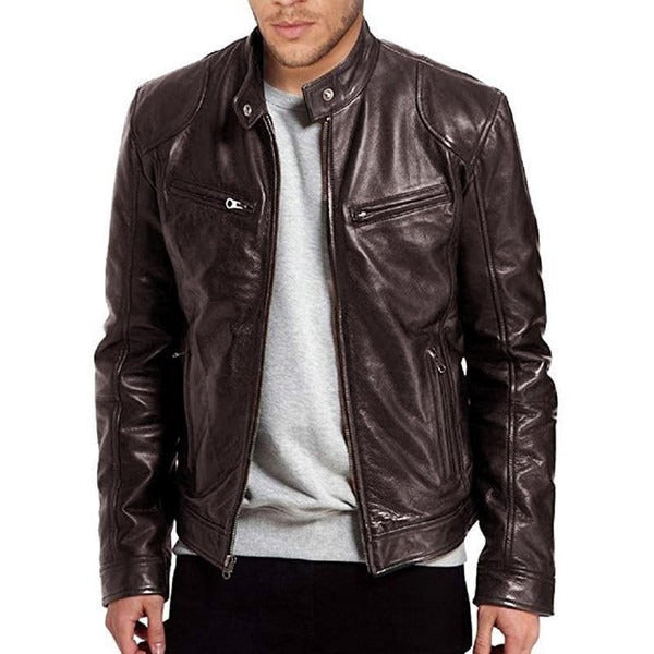 Men's Biker Style Collar Jacket