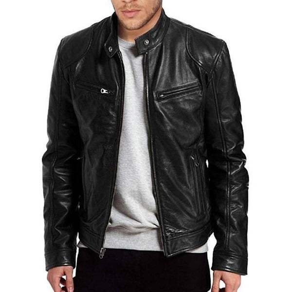Men's Biker Style Collar Jacket