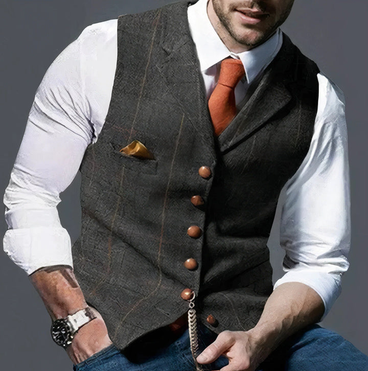 Men's Checked Button-Up Vest