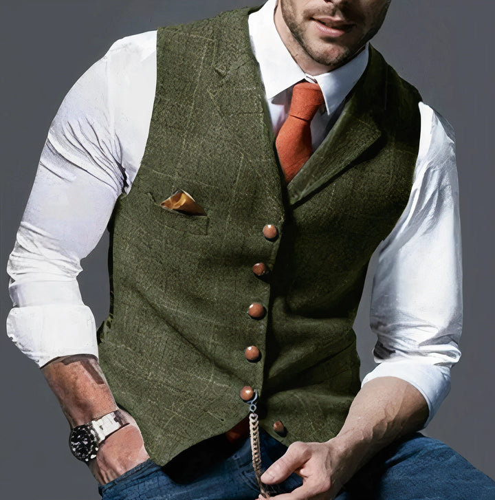 Men's Checked Button-Up Vest