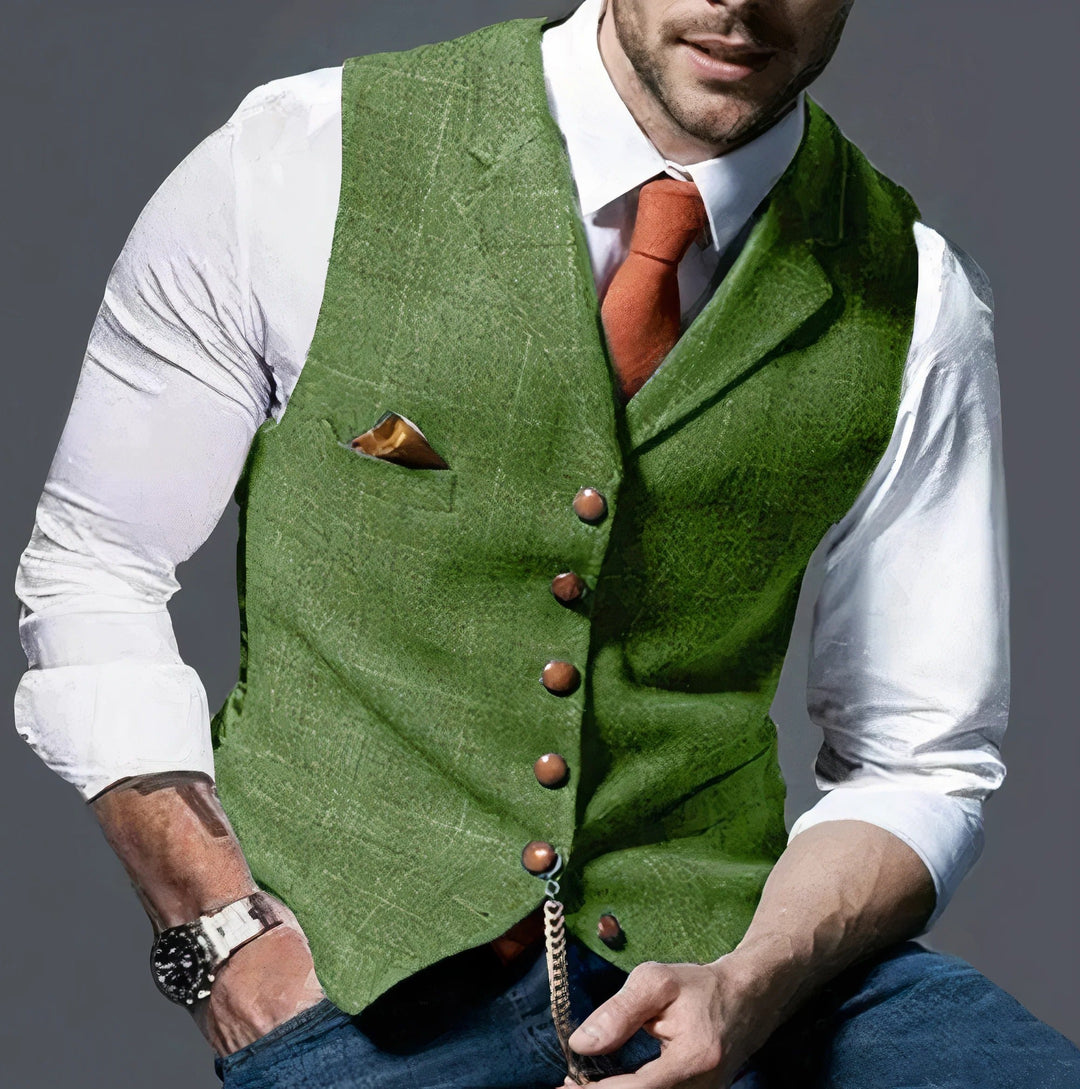 Men's Checked Button-Up Vest