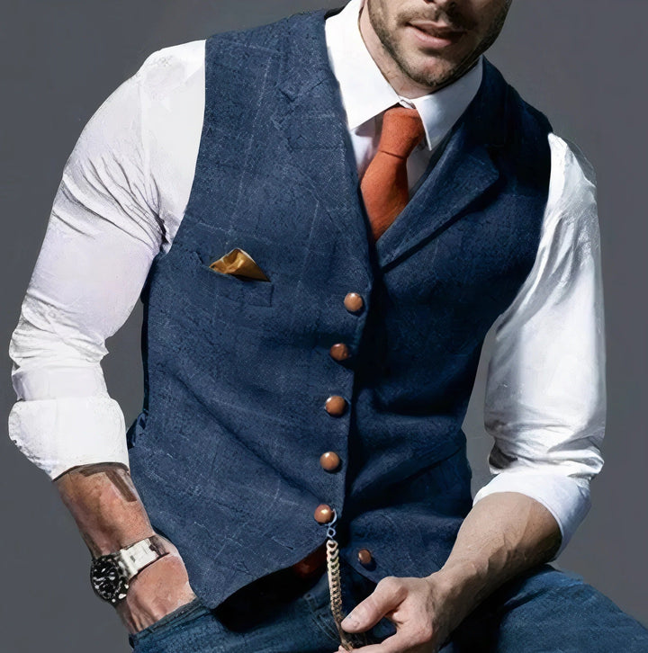 Men's Checked Button-Up Vest