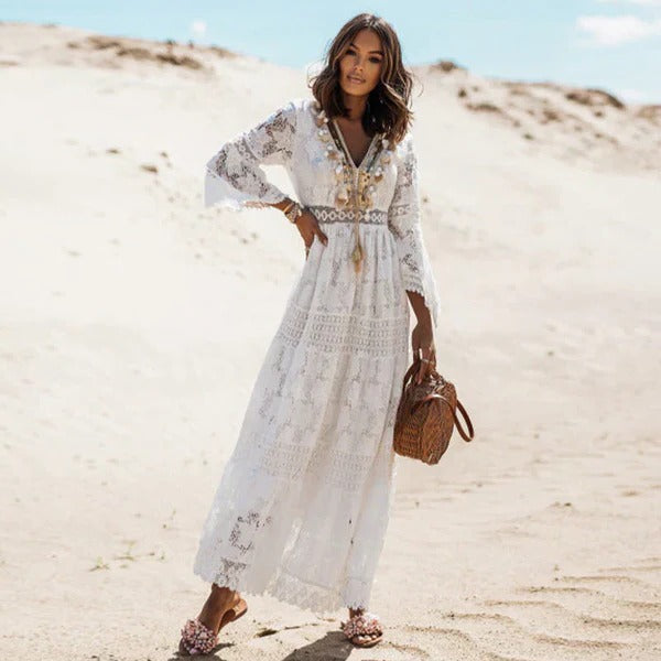 Women's Bohemian Long-Sleeve Maxi Dress