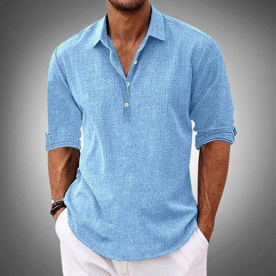 Men's Casual Linen Polo Shirt