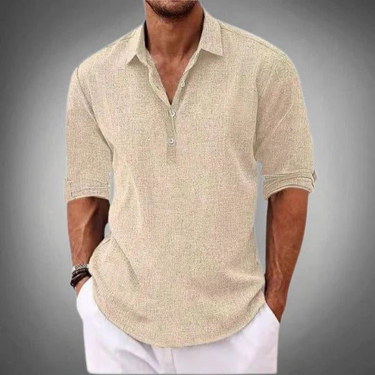 Men's Casual Linen Polo Shirt