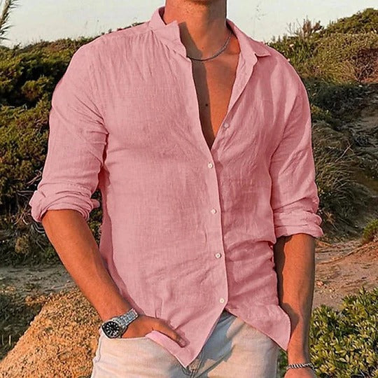 Men's Cotton Linen Blend Casual Shirt