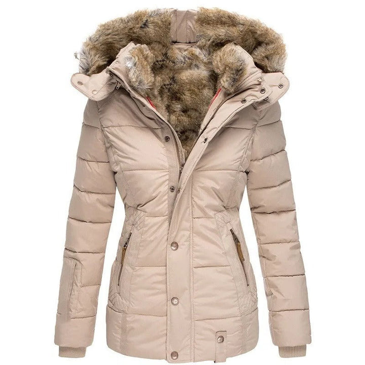 Women's Hooded Jacket with Fur Collar