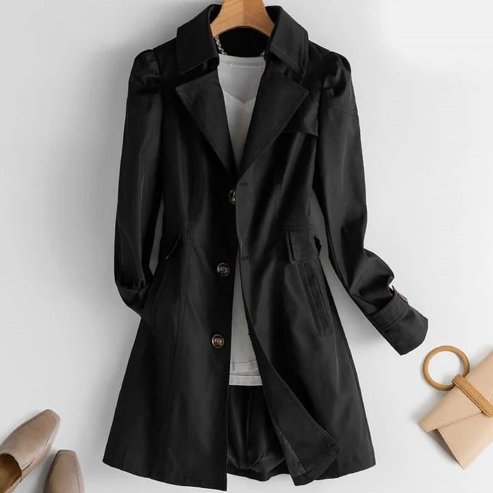 Gabardina clásica para mujer con cierre frontal de botones, ideal para el día a día