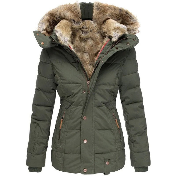 Women's Hooded Jacket with Fur Collar