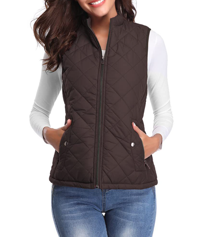 Women's Lightly Padded Vest with Zip Front for Fall Layering