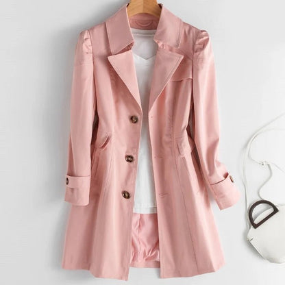 Gabardina clásica para mujer con cierre frontal de botones, ideal para el día a día