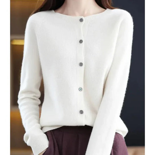 Women's Cozy Round Neck Cardigan Sweater