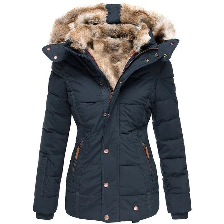 Women's Hooded Jacket with Fur Collar