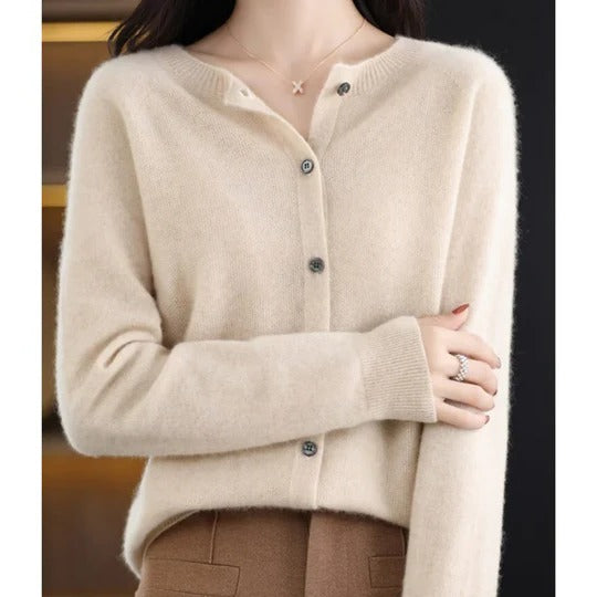 Women's Cozy Round Neck Cardigan Sweater