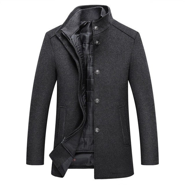 Men's Classic Single Breasted Wool Overcoat