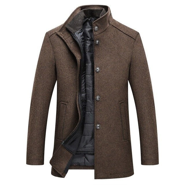Men's Classic Single Breasted Wool Overcoat