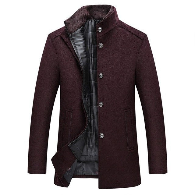 Men's Classic Single Breasted Wool Overcoat