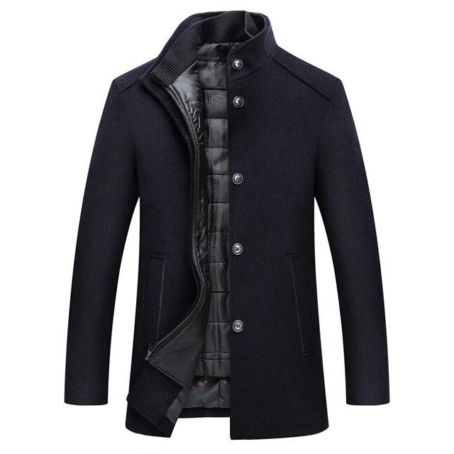 Men's Classic Single Breasted Wool Overcoat