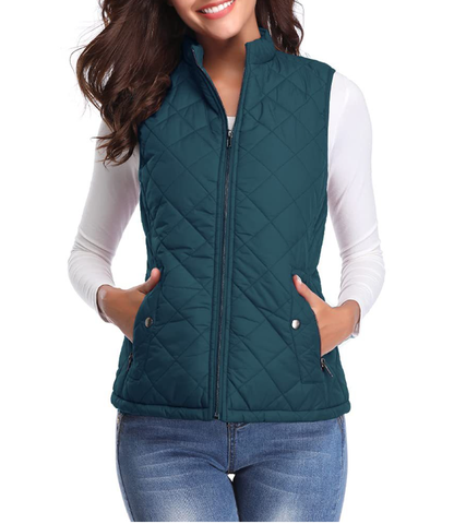 Women's Lightly Padded Vest with Zip Front for Fall Layering