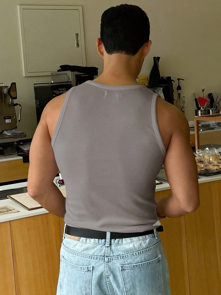 Men's Basic Ribbed Sleeveless Tank Top