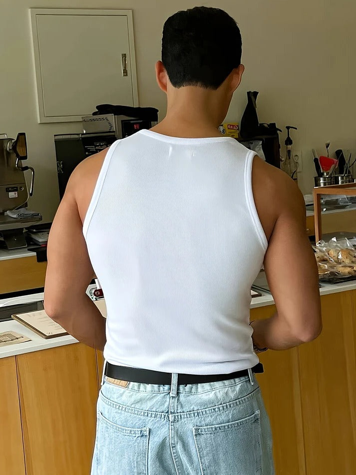 Men's Basic Ribbed Sleeveless Tank Top