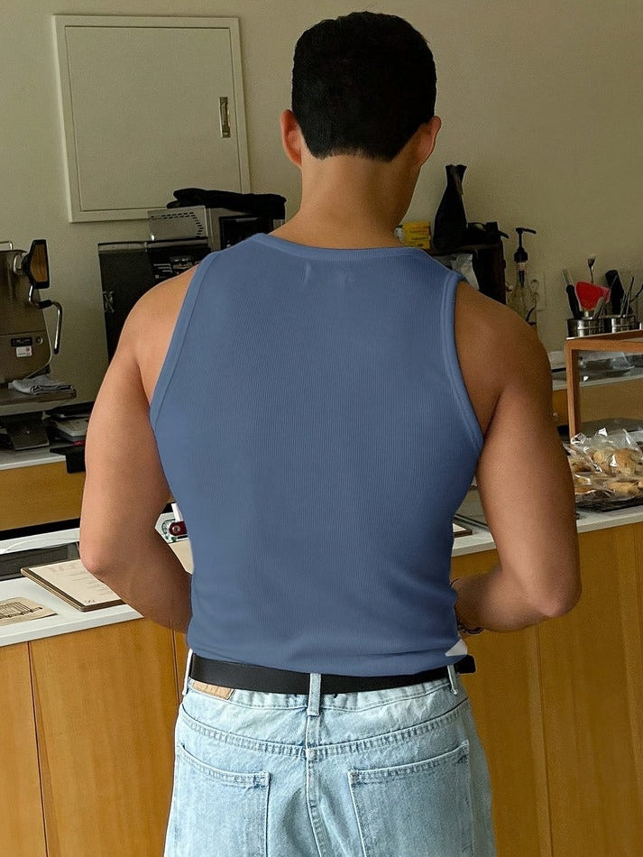 Men's Basic Ribbed Sleeveless Tank Top