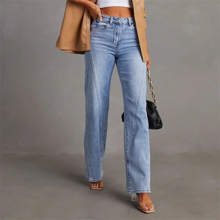 Women's High Waist Straight Leg Denim Pants