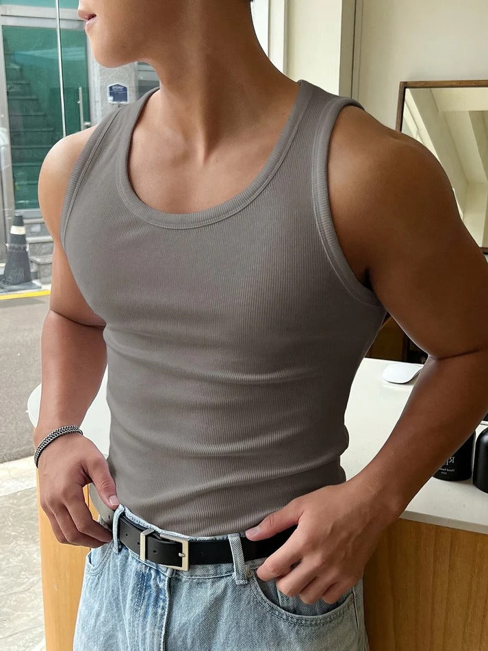 Men's Basic Ribbed Sleeveless Tank Top