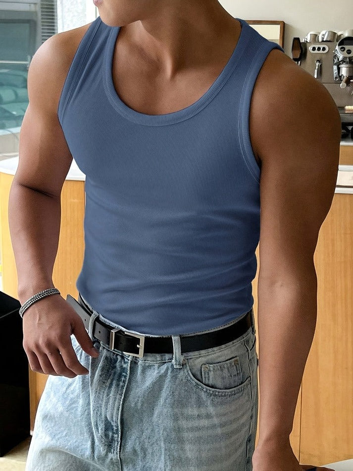 Men's Basic Ribbed Sleeveless Tank Top
