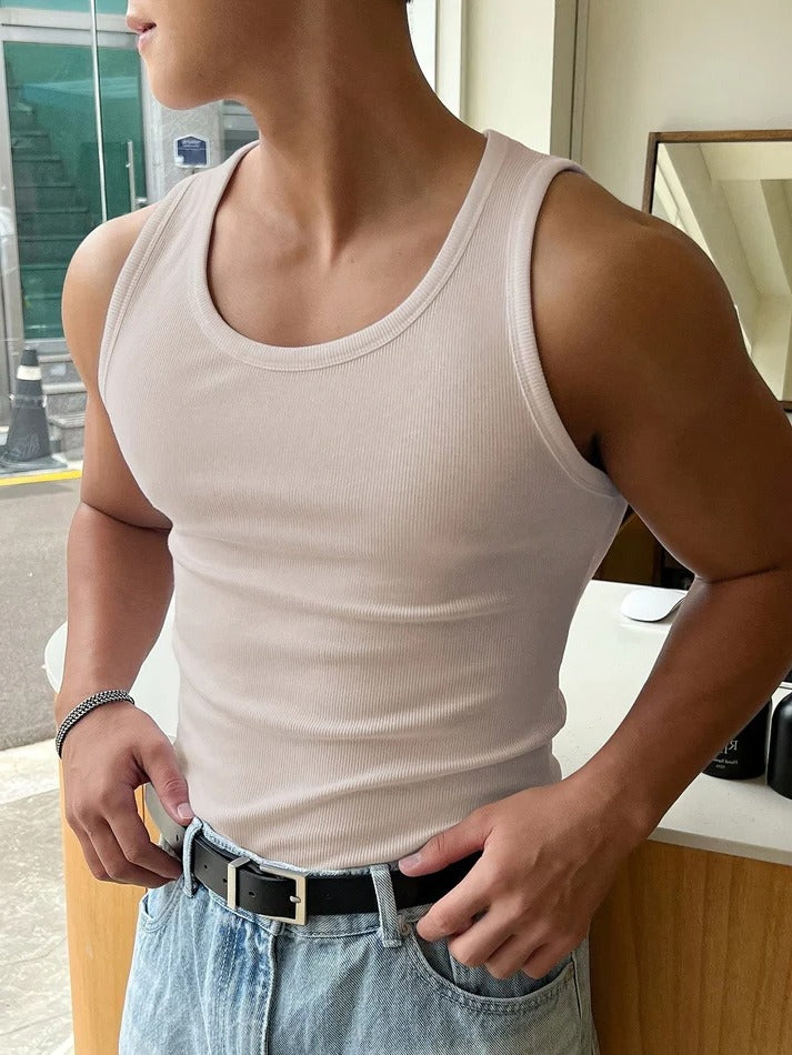 Men's Basic Ribbed Sleeveless Tank Top